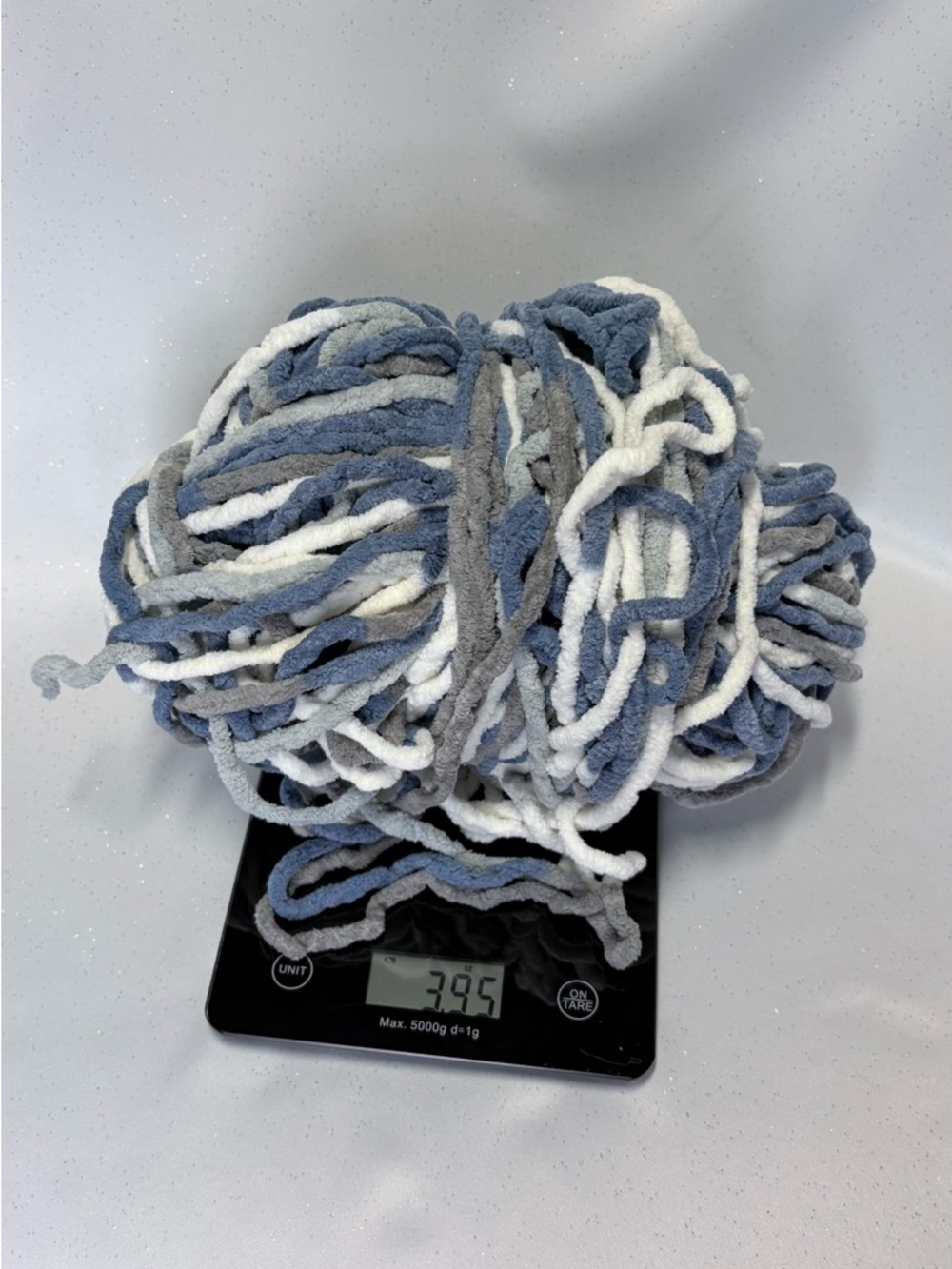 Plush Chenille Yarn Bundle in Blue, Gray, and White - Home Accents-Bernat?